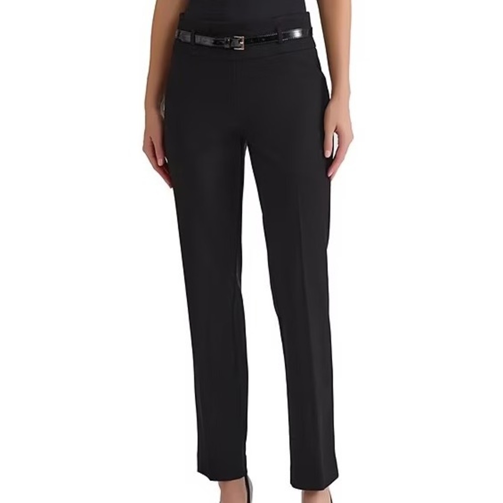 Kasper High Rise Pull On Boot Leg Dress Pant with Belt Black Womens XL NWT